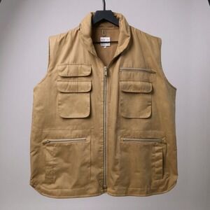 Ranger Vest Mens Medium Tan Zip Up Utility Fishing Hiking Travel Sleeveless